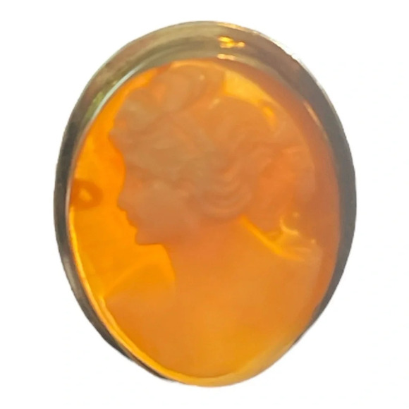 Left-Facing Nude Ceres Shell Cameo Sterling Silver Brooch/Pendant - Picture 4 of 4